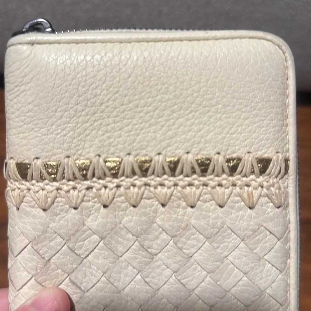 Bottega Veneta authentic cream with gold zippy wallet